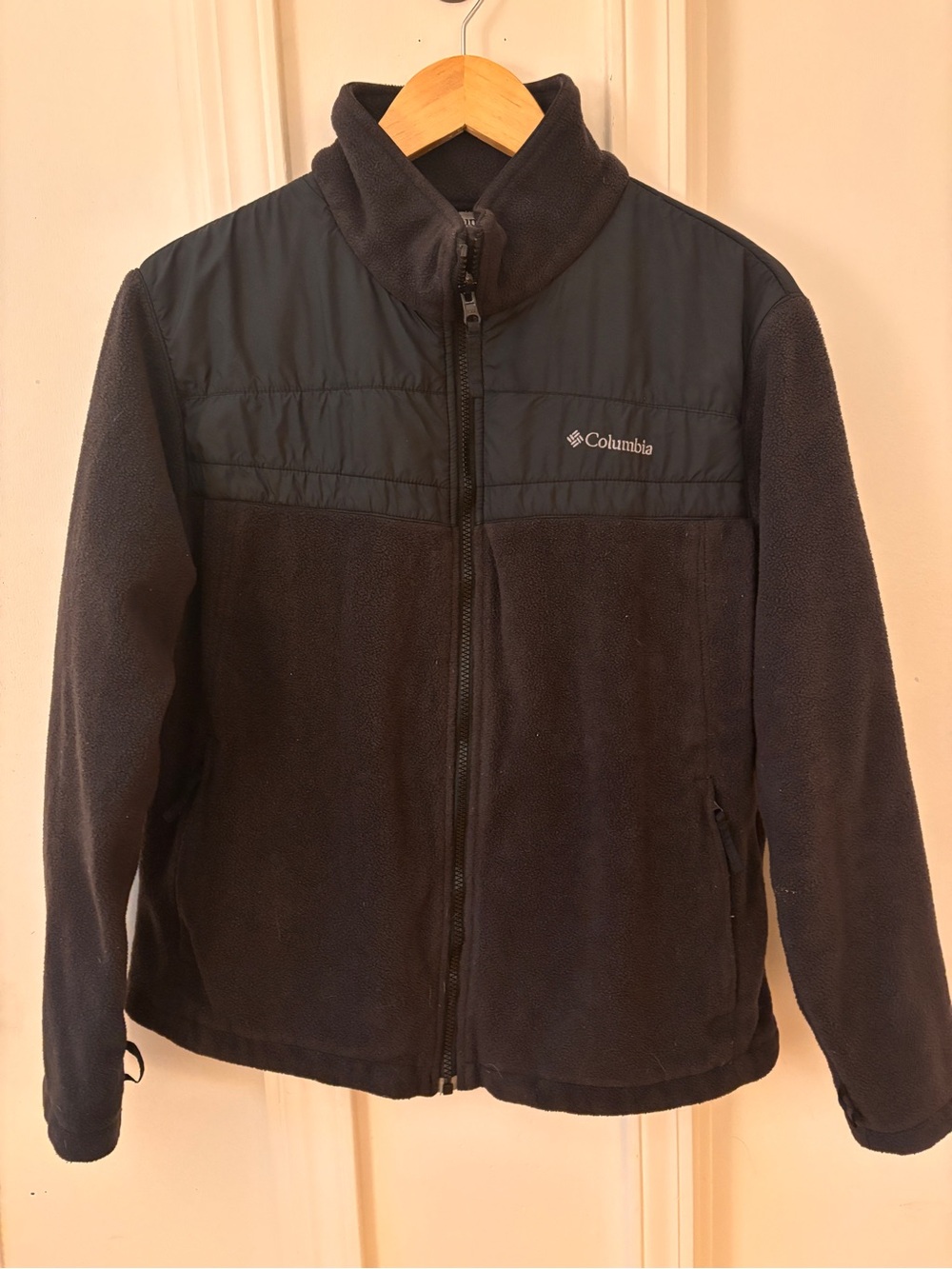 Columbia Black Quilted-Panel Fleece Jacket